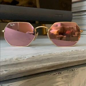 Ray Ban Octagonal Sunglasses in Copper Flash